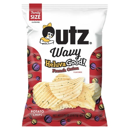 Utz Helluva Good! French Onion Wavy Chips, 2.75 oz Snack Bags, 14 Count