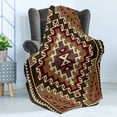 thumbnail image 4 of Afghan Soft Flannel Fleece Throw Blanket, Oriental Style Illustration with Geometric Triangles Pixel Art Inspirations, Cozy Plush for Indoor and Outdoor Use, 50" x 60", Multicolor, by Ambesonne, 4 of 5
