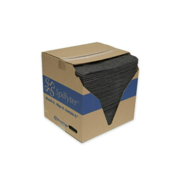 Spilfyter Universal Extra Heavy-Duty Absorbent Pads - 16-Inch x 18-Inch, 100-Pack, 27-Gallon Absorbency - Cleans Up Universal Oils and Coolants