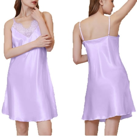 Women s Backless Lingerie Satin Lace Chemise Nightgown Sexy Full Slips Sleepwear Negligee Nightie Bridal Babydoll