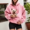 thumbnail image 2 of Women's Oversized Fuzzy Pet Carrier Hoodie, Soft Sherpa Dog Cat Pocket Hooded Sweatshirt for Pet Owners Daily Autumn Winter Loungewear Outfits(Pink/XXXL), 2 of 9