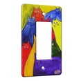 thumbnail image 1 of KuzmarK™ 1 Gang Rocker Wall Plate - Nine Very Colorful Kitties Bright Colors Abstract Cat Art by Denise Every, 1 of 1
