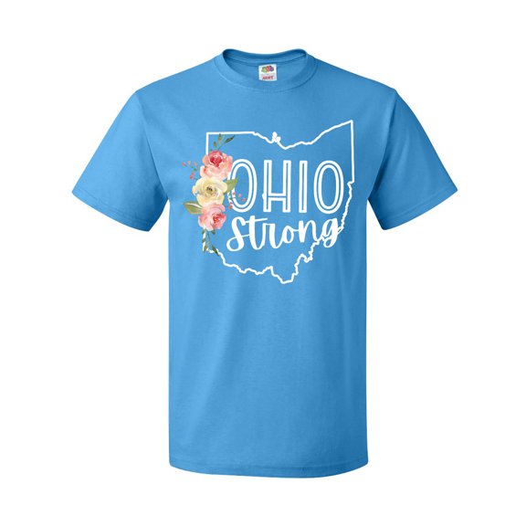 Inktastic Ohio Strong with State Silhouette and Pink Flowers T-Shirt