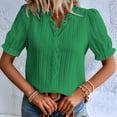thumbnail image 4 of Blusa Elegante de Encaje con Cuello en V y Corta para Mujer Verde XXXL, 4 of 8