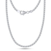 AFFY Herringbone Chain Necklace for Women and Men Italian Crafted 2.40mm Flat Snake Necklace with Lobster Claw Clasp 18 Inch Chain in 14K White Gold Over 925 Sterling Silver