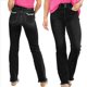 thumbnail image 3 of Pantalones Vaqueros Rectos para Mujer, Cintura Alta, Elásticos, Deshilachados, con Dobladillo Sin Rematar, Holgados, Informales. Negro XS, 3 of 7