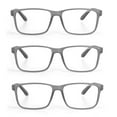 thumbnail image 2 of EYE ZOOM 3 Pack Plastic Frame Classic Rectangular Reading Glasses with Spring Hinge, Grey, +2.00 Strength, 2 of 5