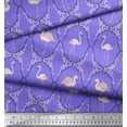 thumbnail image 3 of Soimoi Purple Cotton Duck Fabric Flamingo & Moroccan Damask Printed Craft Fabric by the Yard 42 Inch Wide, 3 of 3