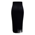 thumbnail image 4 of QHFBli Women's Fringe Trim Suede Skirt High Waisted Pencil Dressy Fall Winter Midi Long Skirt, 4 of 6