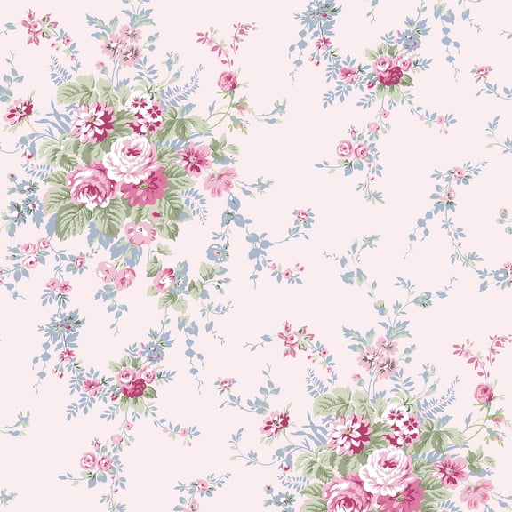 Rachel Ashwell Garden Floral Pink Blue Wallpaper