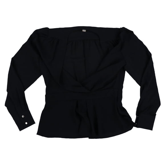 Tommy Hilfiger Women's Blouse Wrap Top Solid Black Small New