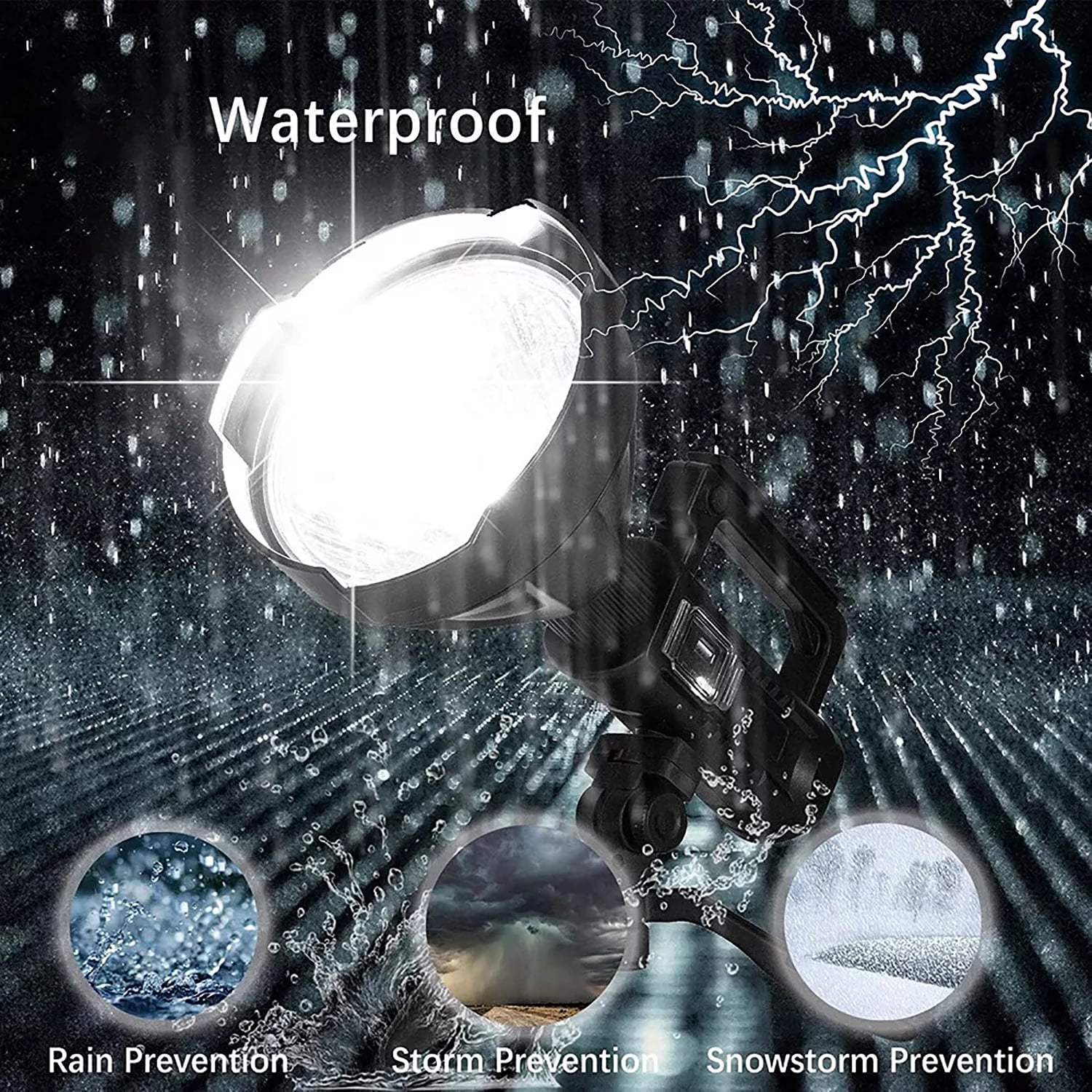 Rechargeable LED Flashlight, 100000 Lumens Super Bright, Waterproof Searchlight with Tripod, 4 Modes, USB Power Bank, for Camping, Hunting, Emergencies
