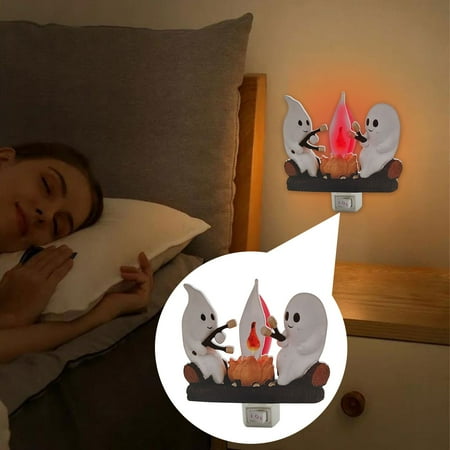 

2 Packs Night Lights Flickering Night Light Flicker Flame Halloween Nightlight 3D LED Small Electric Faux Night Light Halloween Nightlight Indoor Decorations by Wuxinga