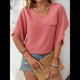 thumbnail image 5 of Blusas Informales Elegantes para Mujer, Blusas Asimétricas de Cuello en V para Trabajo, Camisas de Verano con Mangas con Volantes. Rojo Ladrillo S, 5 of 7