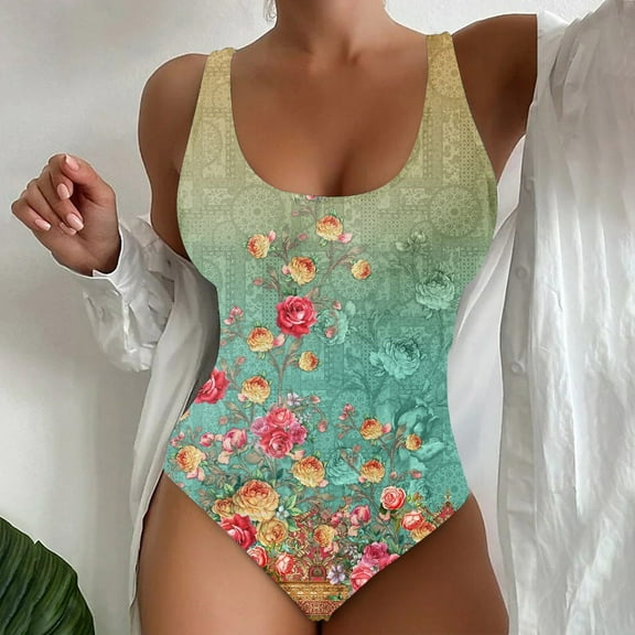 YEAHITCH Bodysuit Swimsuit,Juniors Swimwear,Swimwear Clearance,One-Piece,Mid WaistYellow,L (US:8)