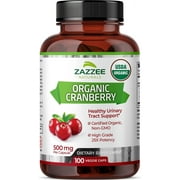 Zazzee USDA Organic Cranberry 25:1 Extract, mg Strength, 100 Vegan Capsules, Over 3 Month Supply, Standardized, Concentrated 25X Extract, 100% Vegetarian, Certified Organic, Non-GMO All-Natural