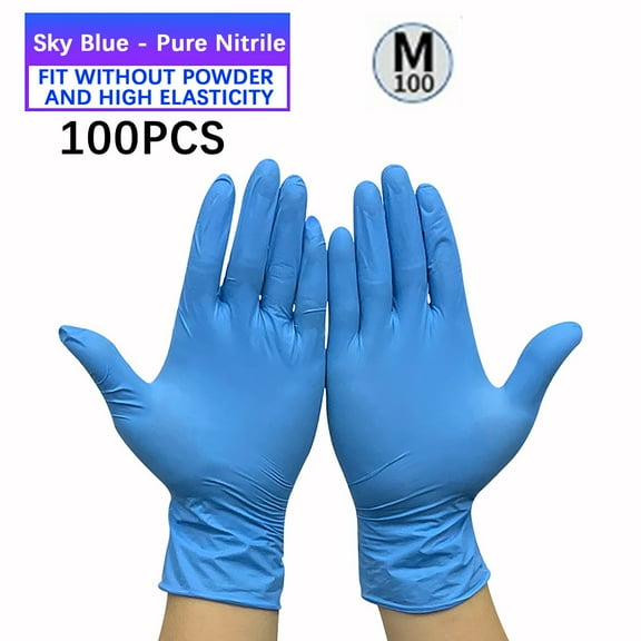 Xhegex Disposable Blue Nitrile Gloves - 100 Count - Kitchen Gloves - Powder Free, Latex Free Gloves for Cleaning, Salon, Painting
