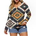 thumbnail image 2 of NTACZA Womens Summer Tops Aztec V Neck Cowgirl T-Shirt Retro Long Sleeve Country Shirts for Women Trendy L, 2 of 5