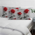 thumbnail image 3 of Red Roses Pillow Covers, Linen Long Throw Pillow Case, Valentine's Day Butterflies Floral Romantic Gray Holiday Pillow Protector Decorative Cushion Cover for Living Room/Bedroom 12" x 20", 3 of 8