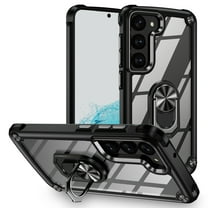 Decase for Samsung Galaxy S24 Ultra 2024 New Phone Case with Rotatable Ring Stand,Heavy Duty 10FT Military Protection Clear Back Hard PC Soft TPU Bumper Phone Shell - Black