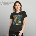 thumbnail image 2 of Women's Harry Potter Hogwarts Houses Vintage Collage  Graphic Tee Black X Large, 2 of 9