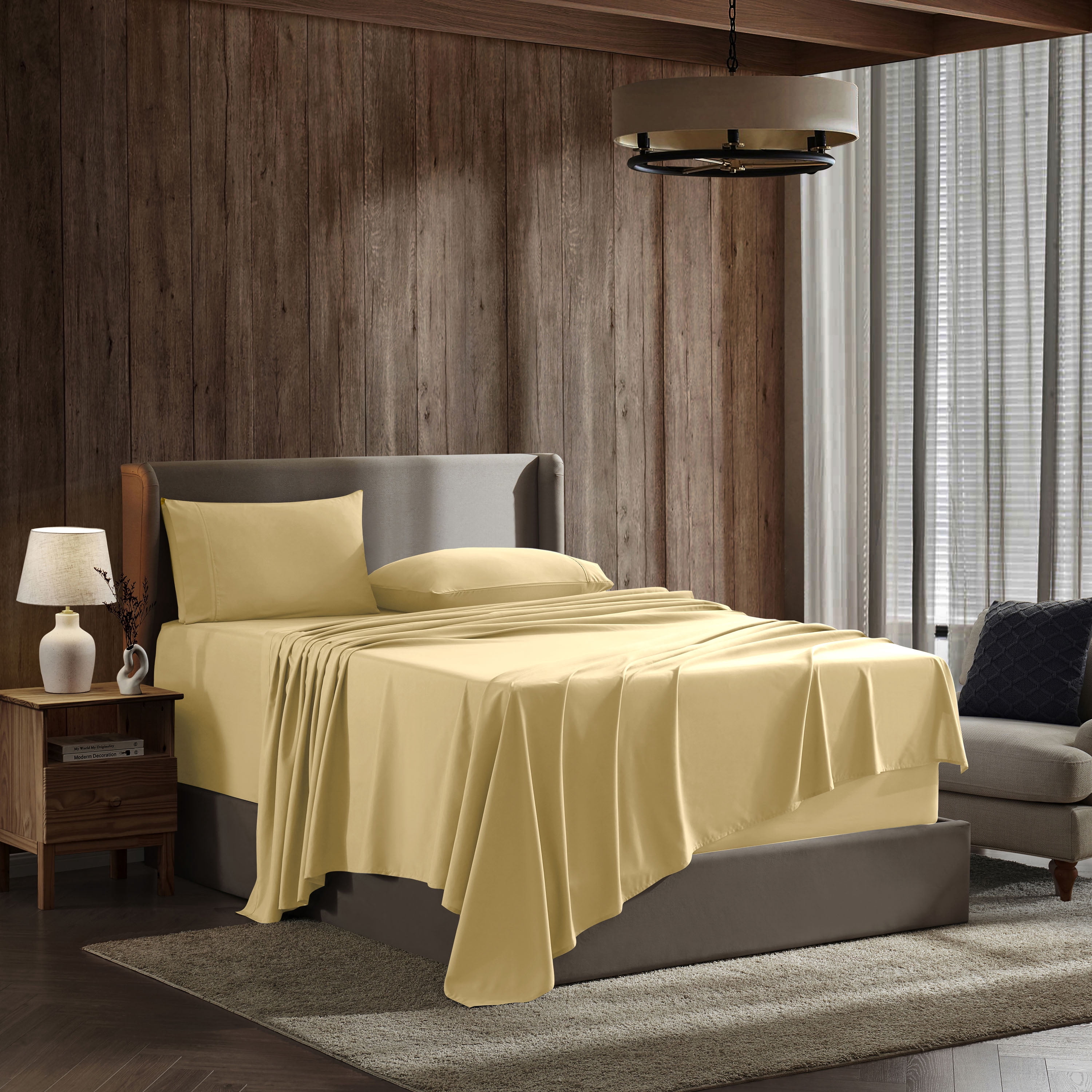 LammaLoe Extra Deep Pocket Sheets Twin Set, 3 Piece, Fits 18"-24" Mattress, Breathable & Extra Soft Bed Sheets, Vanilla Yellow