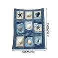 thumbnail image 2 of Ocean Shells & Starfish Print Flannel Blanket, 40×60"/52×60"/60×80" Coastal Beach Plush Throw, Soft Microfiber Polyester Blanket for Sofa Bed Beach Picnic, Christmas Gift for Seaside Lovers, 2 of 5