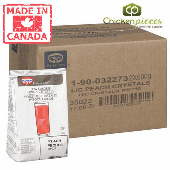 Oetker Drink Crystal Peach Low Calorie 500g/17.63oz (2/Case) - Canadian Made
