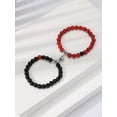thumbnail image 2 of QQTDFG 2pcs/set Red and Black Bohemian Magnetic Heart Charm Beaded Bracelet-default, 2 of 3