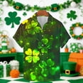 thumbnail image 1 of Ceisia Men's St. Patrick's Day Four-Leaf Clover Light Spot Print Short Sleeve Turndown Collar Stretch Casual Shirt Multicolor XXXXL Gifts, 1 of 5