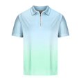 thumbnail image 2 of Zylanna Men's Short Sleeve T-Shirts, Summer Turn-down Collar Lightweight Gradient Color Daily leisure Tops for Men Light Blue Size 5XL, 2 of 4