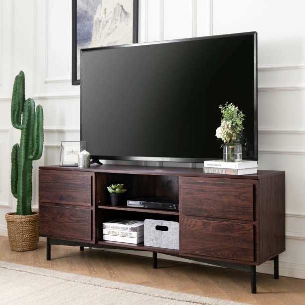 Wampat Modern Wood Stand for TV’s up to 65'' Flat Screen, Cable Box ...