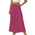 thumbnail image 5 of Vibrex Women's Skirt Women's Solid Color Hollow Out Splicing Skirt Women's High Waist Skirt Women's Multi-layer Pleated Long Skirt Perfect For Dancing,Dating,Dinners,Travel,Vacation_Hot Pink_M, 5 of 8