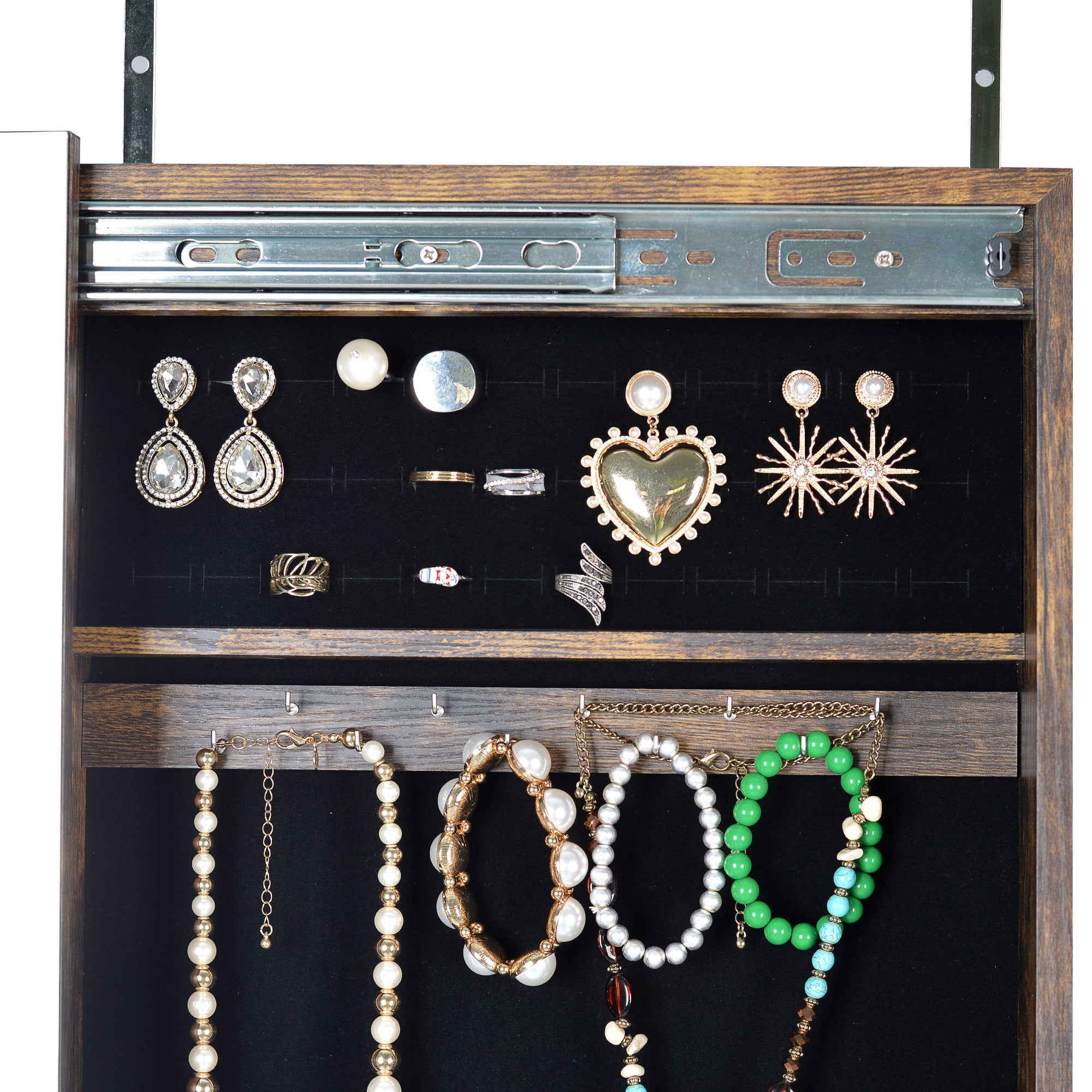 Kepooman Wall Mount and Door Mirror Jewelry Cabinets, Hanging Jewelry Storage Cabinet, Brown Kepooman Wall Mount and Door Mirror Jewelry Cabinets, Hanging Jewelry Storage Cabinet, Brown