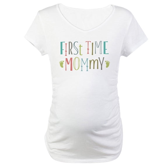 CafePress - First Time Mommy Maternity T Shirt - Cotton Maternity T-shirt, Cute & Funny Pregnancy Tee