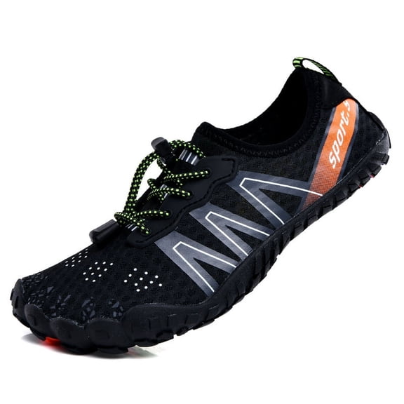 Men's Quick‑Lace Minimalist Water Sports Shoes, Perforated Mesh Upper Footwear with Flexible Multi‑Lug Thin Outsole for Beach Swimming and Trail Outdoor Activities