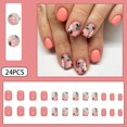 thumbnail image 2 of Uñas postizas adhesivas WAFOLOZE cortas cuadradas con diseño floral, 24 piezas, 2 of 7