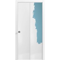 Sliding Closet Bi-fold Doors 64 x 96 inches | Planum 0010 Primed | Sturdy Tracks Moldings Trims Hardware Set | Wood Solid Bedroom Wardrobe Doors