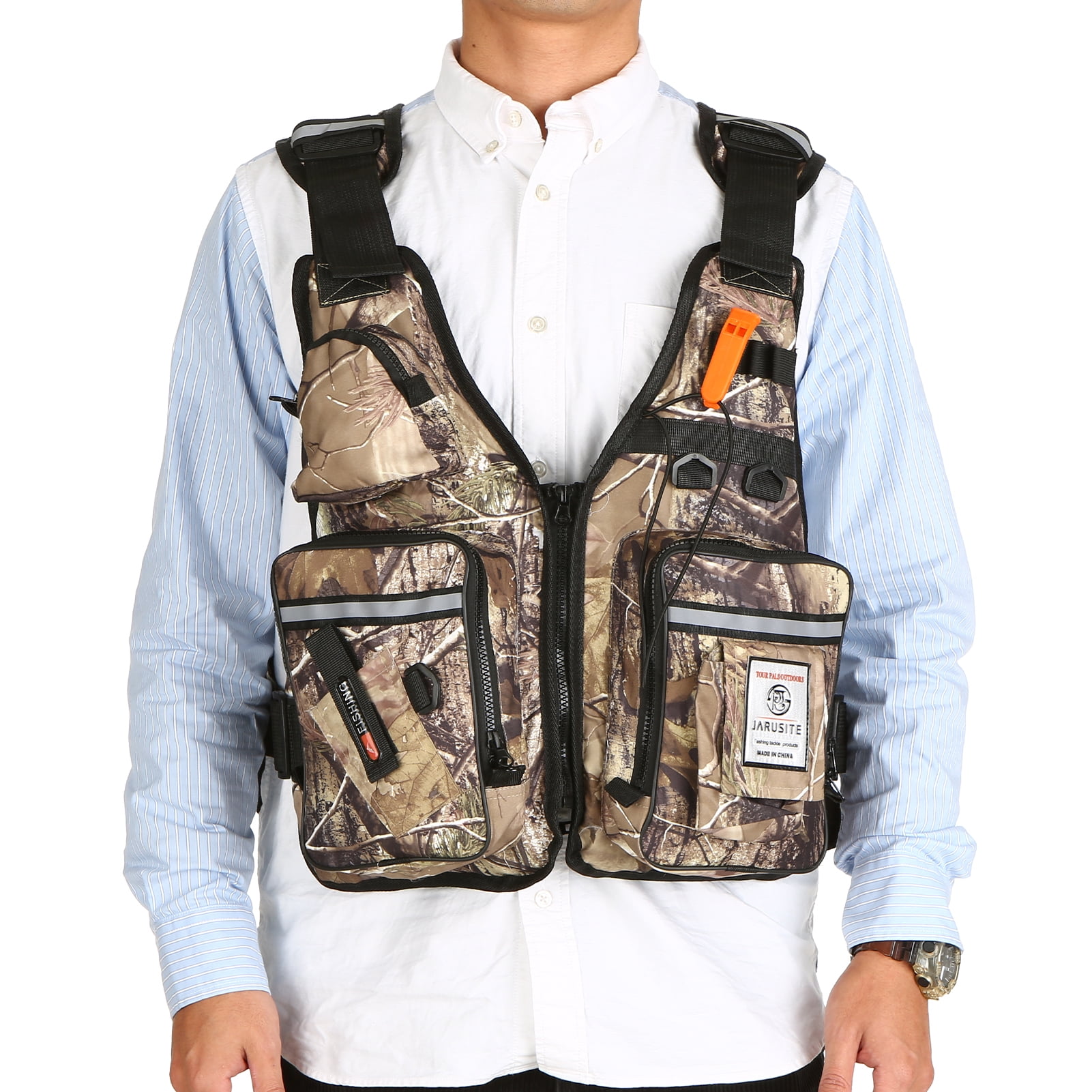 JARUSITE MultiPockets Fly Fishing Jacket Vest With Water Bottle Holder