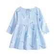 thumbnail image 2 of Zpanxa Toddler Girl Outfits Princess Dresses, Baby Girls Long Sleeve One-Piece Floral Print Skirt Casual Dress, Cotton Dresses Blue (9-12 Months), 2 of 8