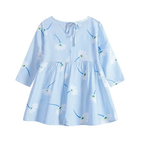 

Odeerbi Clearance Girls Dresses Baby Girl Clothes Toddler Clothing Long Sleeve One-Piece Floral Print Dress Autumn Kids Skirt