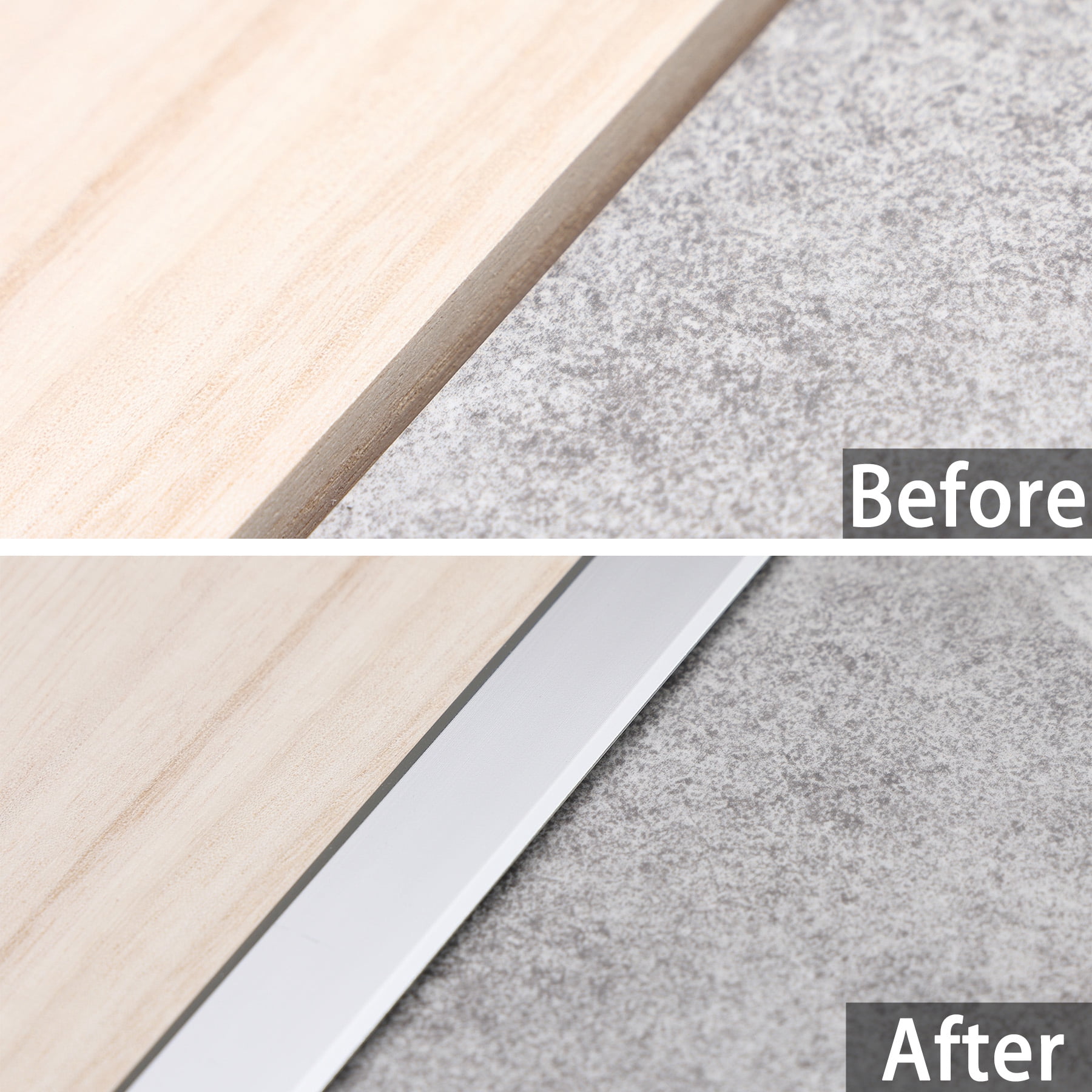 Gaahing Aluminum T Molding Floor Transition Strip, T Moulding for Laminate Flooring Planks, Vinyl Floor Transition, Rubber Transition,3Pcs