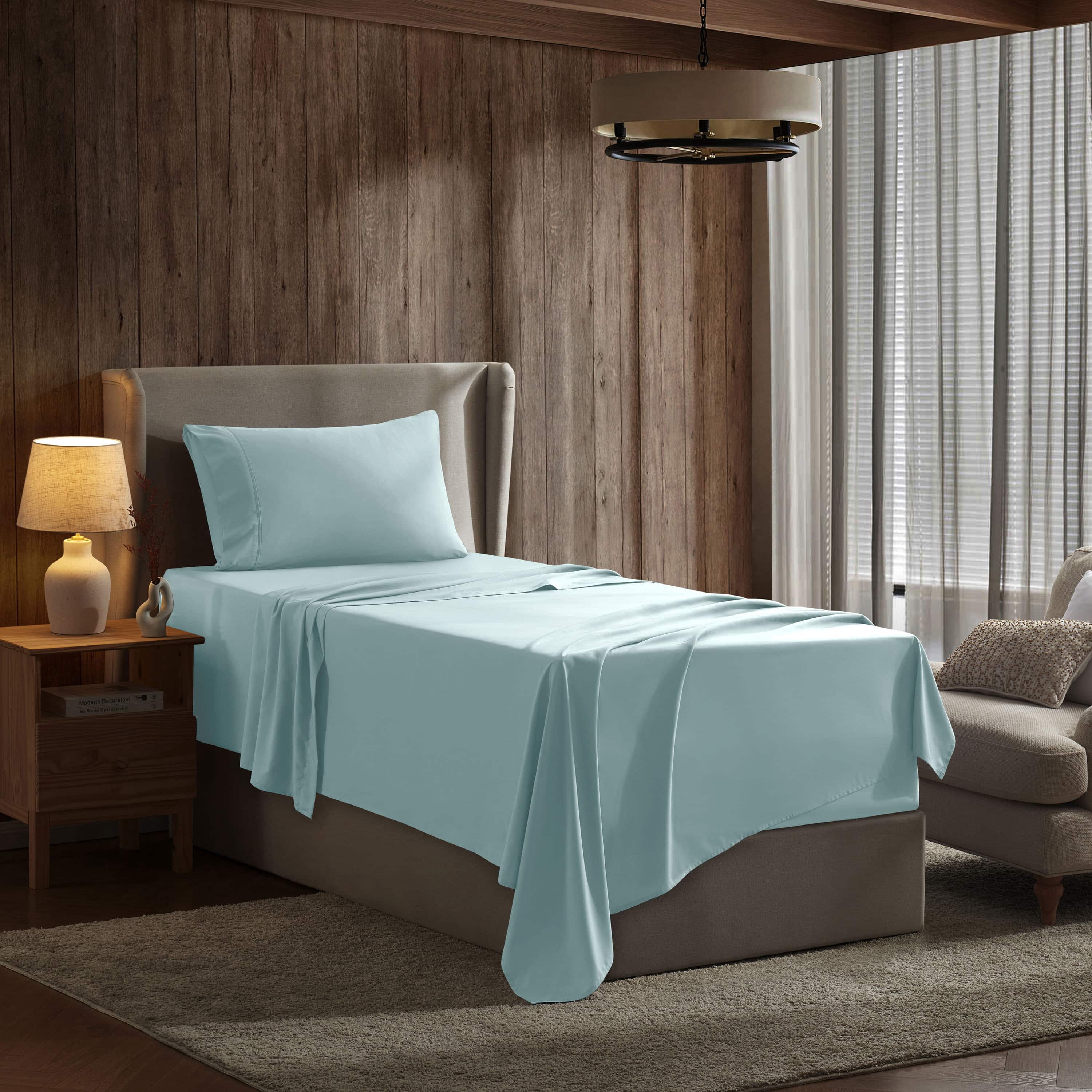 LammaLoe Extra Deep Pocket Sheets Twin Set, 3 Piece, Fits 18"-24" Mattress, Breathable & Extra Soft Bed Sheets, Light Blue