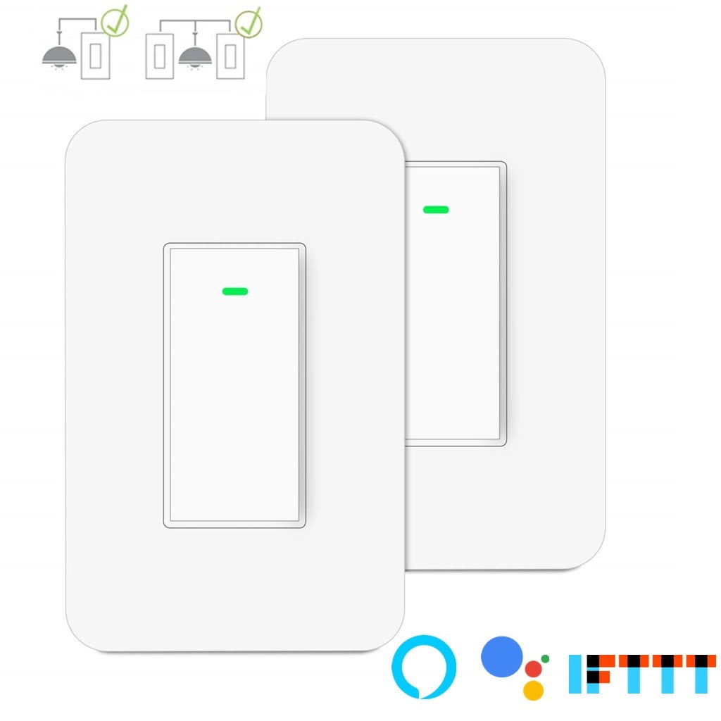 3 Way Smart Wi-Fi Wall Light Switch Plus, Repalce a 3-Way or Single Pole Switch ,Remote Control,Voice Control, Timing Function No Hub Requir(2-Pack)