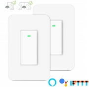 3 Way Smart Wi-Fi Wall Light Switch Plus, Repalce a 3-Way or Single Pole Switch,Remote Control,Voice Control, Timing Function No Hub Requir(2-Pack)