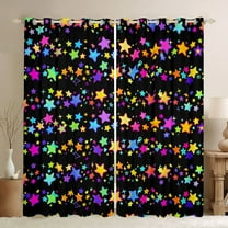 Castle Fairy Kids Boys Girls Kawaii Colorful Stars Print Curtains Pack of 2 (42x84 Each),Cartoon Universe Galaxy Curtains Blackout,Cute Starry Sky Bedroom Curtains,Lightweight Room Decor