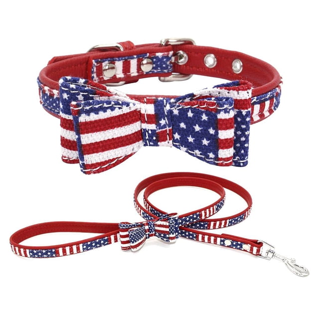 Methold Collar ajustable para cachorros y mascotas, pajarita para gatitos, Collar con correa para el cuello para gatos y perros Suministros para perros Estrella Roja XS