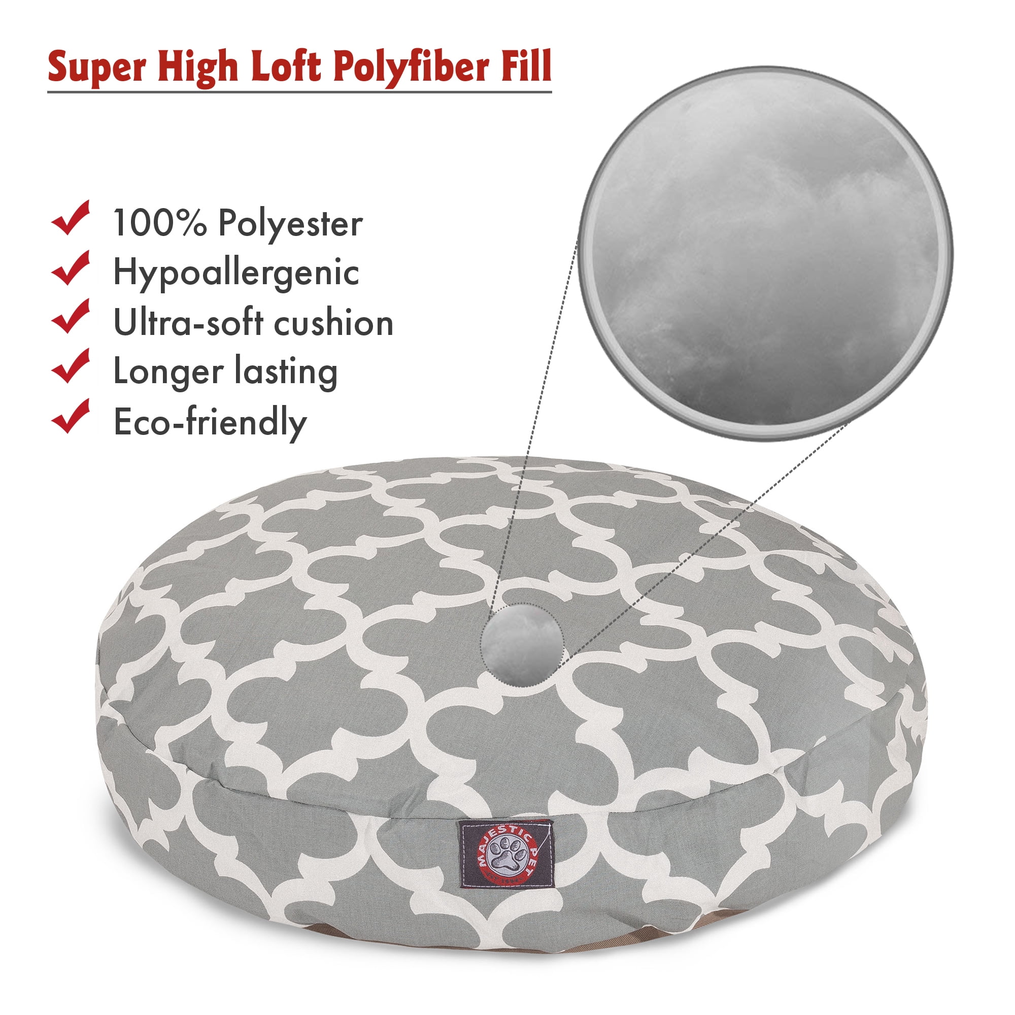 Majestic Pet | Trellis Round Pet Bed For Dogs, Removable Cover, Gray, Medium