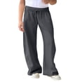 thumbnail image 2 of UACY Girls Wide Leg Sweatpants Solid Drawstring Baggy Joggers Y2K Low Rise Sweatpant Casual Barrel Sweatpant with Pockets, 2 of 6