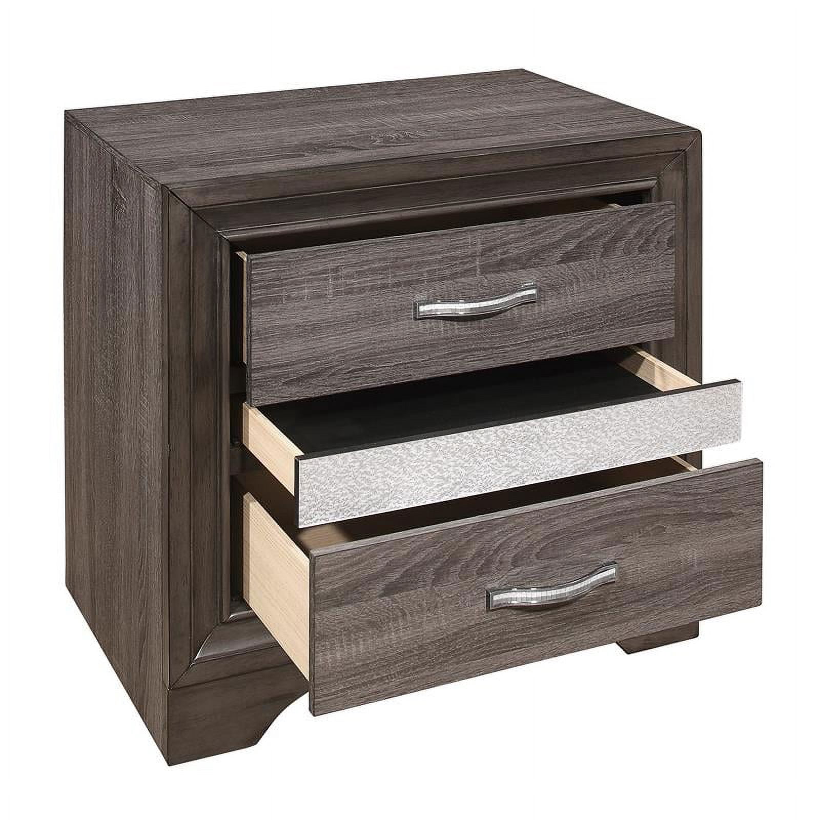 Lexicon Luster 3-Drawers Contemporary Wood Nightstand in Gray and Silver Glitter